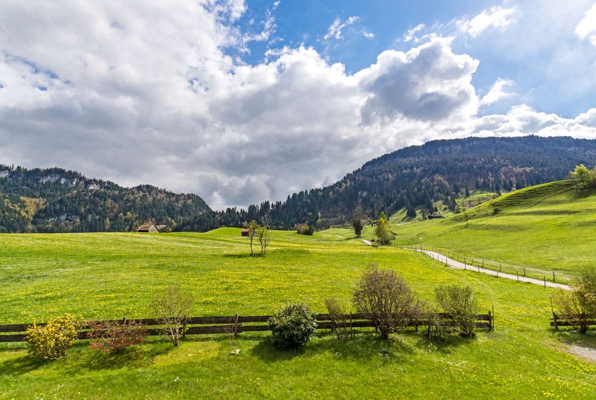 Aussicht in die Berge vom Haus